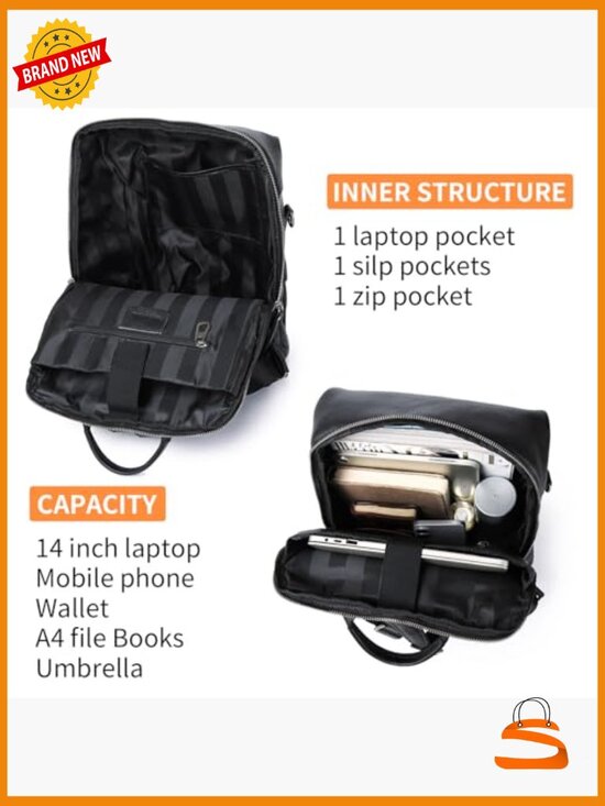 Genuine Leather Laptop Backpack for Women, Fashion Daypack with Large